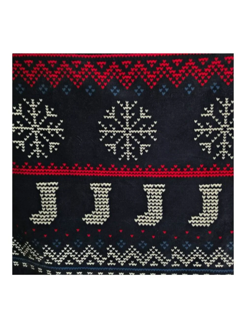 Virah Bella Christmas Sherpa Fleece Blanket Nordic Snowflake Stocking Pattern